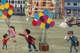 Ali Mitgutsch Wimmelbild in der Ausstellung in der Internationalen Jugendbibliothek München, Ali Mitgutsch Ausstellung München, TT_09_26_csm_Ausschnitt_Wimmelbuch_3fadac4de2_LP_1040x693